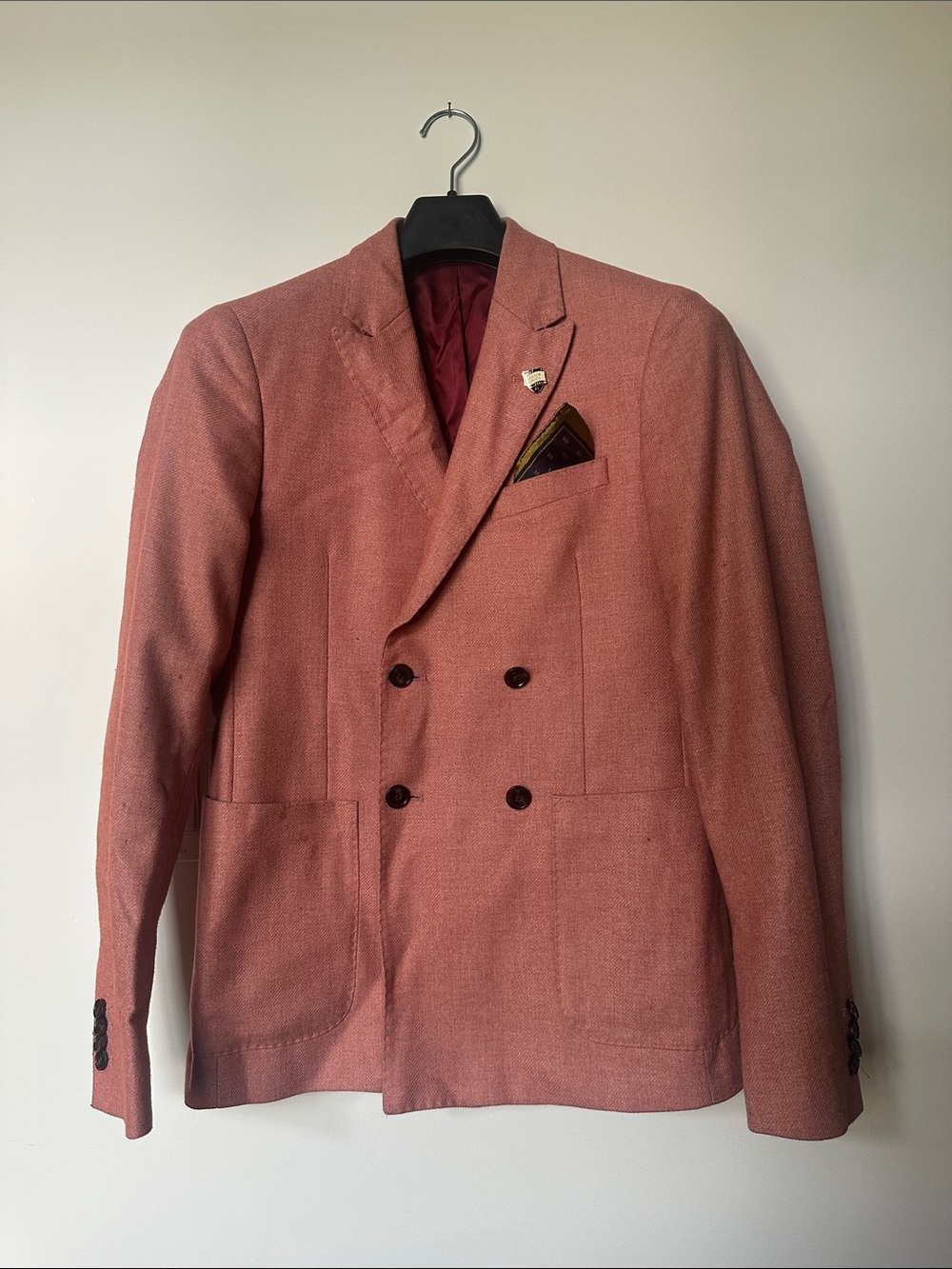 Scotch & Soda Double-Breasted Coral-Red Sport Coat
